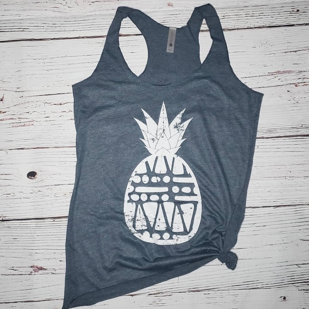 Distressed Pineapple Racerback Graphic Tank